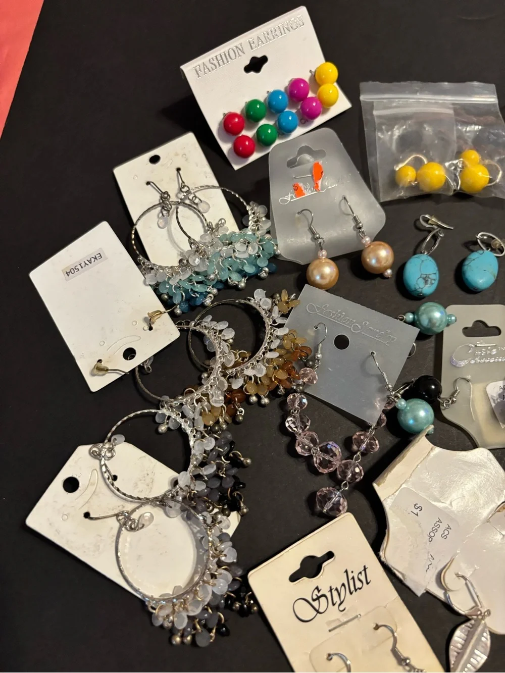 NWT 18 Pair Fashion Earrings Lot Bundle Hoops Beaded Dangle Pearl Colorful Jwlry